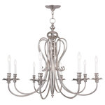 Livex Lighting - Caldwell Chandelier, Antique Brass, Polished Nickel - Refreshing and fashionable, decorate your ceiling with the Caldwell collection. Sweeping arms offer classic sophistication for your interior design. Polished nickel finish complements it's elegant form.