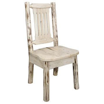 Montana Woodworks Wood Side Chair with Ergonomic Wooden Seat in Natural