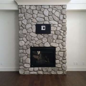 Lennox Masonry, Masonry Contractor, Victoria BC - Cultured River Rock Fireplace
