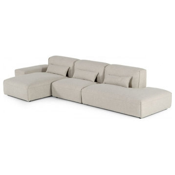 Lexie Modern Beige Sectional Sofa and Ottoman