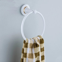 Brass Roasted white Porcelain Bathroom Towel Ring Single TCB5330 - Bathroom Accessories