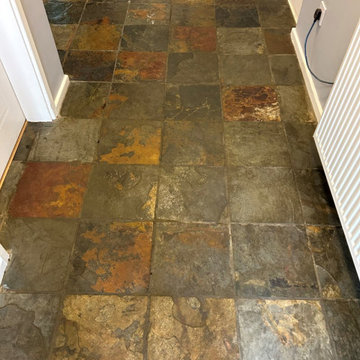Renovating a Multi-Coloured Indian Slate Hallway Floor in Redditch