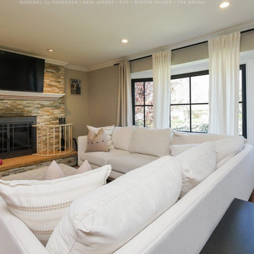 New Black Windows in Magnificent Living Room - Renewal by Andersen New Jersey /