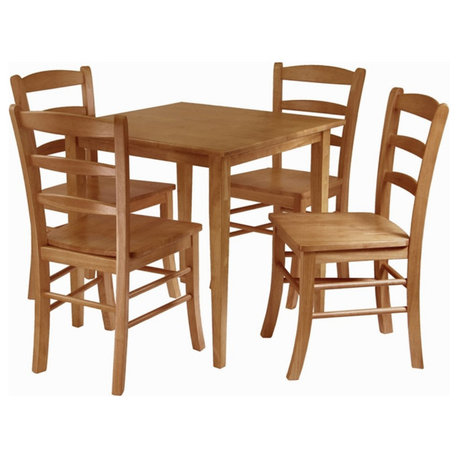 Winsome Groveland 5-Piece Square Solid Wood Dining Set in Light Oak