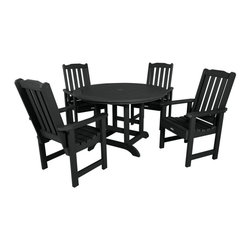Highwood USA - Lehigh 5-Piece Round Dining Set, Black - Outdoor Dining Sets