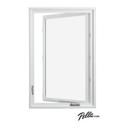 Pella&reg; 350 Series vinyl casement window with satin nickel hardware - Windows