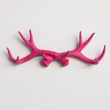 Antler Rack Wall Hook And Jewelry Organizer, Pink