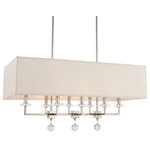 Crystorama - Paxton 8 Light Chandelier in Polished Nickel with Clear Hand Cut Crystal - Retro yet modern  the Paxton collection provides sophisticated beauty to any space. A polished nickel base supporting a crystal pedestal is topped with crisp white linen shades; finished with an added element of a smooth crystal ball  the design is simple and refined. The linear chandelier adds uncomplicated streamlined beauty to any space including a hall or entryway. No matter where it is hung  this fixture exude retro flair.&nbsp