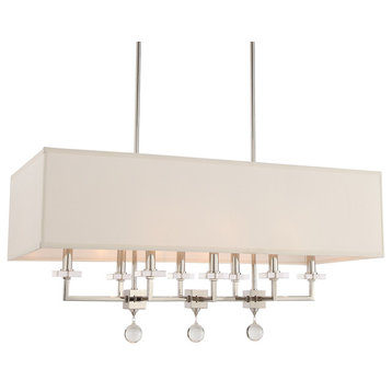 Paxton 8 Light Chandelier in Polished Nickel with Clear Hand Cut Crystal