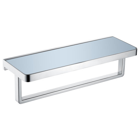 Bagno Bianca St. Steel Wh. Glass Shelf, Towel Bar Chrome