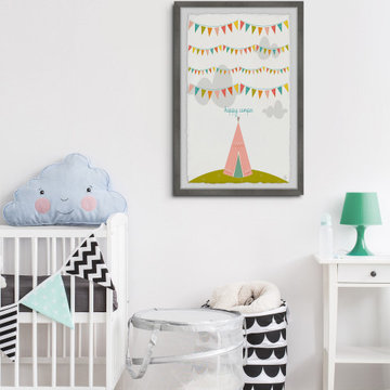 "Pink Tee Pee" Framed Painting Print