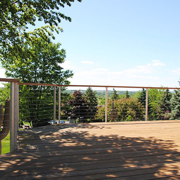 Waukesha, WI Deck with Cable Rail overlooking pool