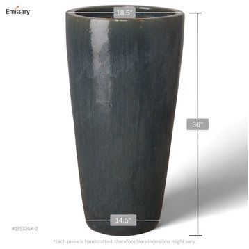 Round Tall Pot Large, Gray 18.5x36