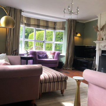 Soft green, pink & brass classic lounge