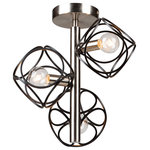 Artcraft Lighting - Sorrento 3 Light Semi Flush, Matte Black/Satin Nickel - Beautifully styled, the "Sorrento" collection semi flush mount features a circular orb designs comprised of smaller circles. The exterior orb is finished is a luxurious matte black while the interior frame is plated in a satin nickel finish.