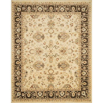 Hand Knotted Vegetable Dyed Wool Majestic Area Rug, Ivory/Mocha, 4'x6'