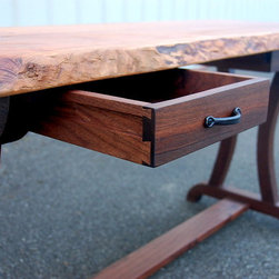 Live Edge Cherry Desk with Curvy Legs - Desks And Hutches