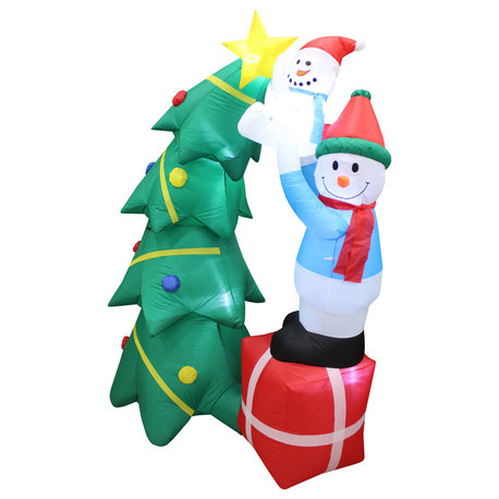 Christmas Inflatable Snowmen Tree Decorating with Star Topper, 6' Tall