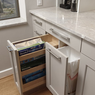 Gray and white transitional kitchen in Oakton, VA