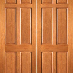 P-660 Interior Wood Mahogany 6 Panel Double Door - Interior Doors