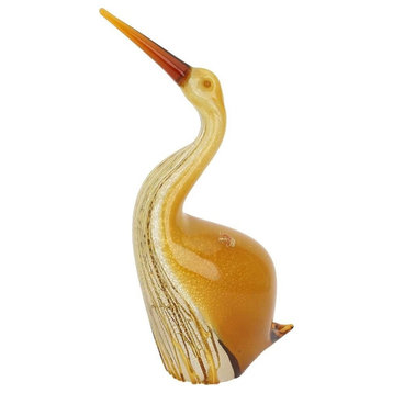 GlassOfVenice Murano Glass Heron Bird Sculpture - Gold