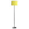 63" Steel Traditional Shaped Floor Lamp With Yellow Roses Drum Shade
