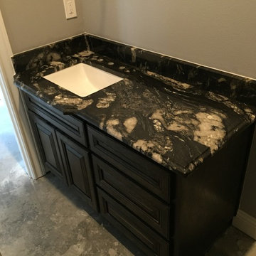 "Copenhagen" Granite Kitchen and Bathroom with "Titanium" Granite Bathrooms