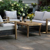 4-Piece Teak and Brown Wicker Seating Set With Sunbrella Cushions