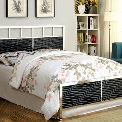 CALVIN CONTEMPORARY BLACK CHROME QUEEN HEADBOARD FOOTBOARD - Platform Beds