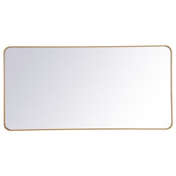 Elegant Decor Evermore 30x60" Soft Corner Metal Rectangular Mirror in Brass
