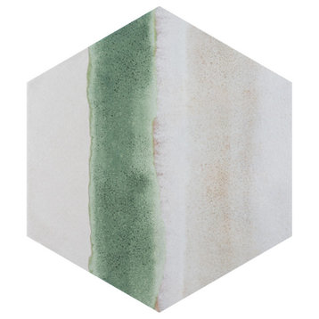 Matter Hex Canvas Bone Green Porcelain Floor and Wall Tile