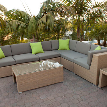 Honey Wicker Outdoor Sofa Sectional Set