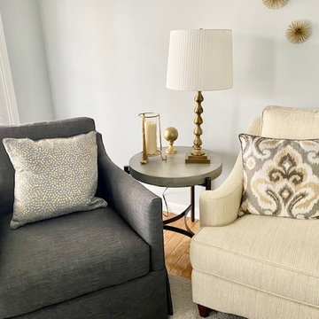 Gray and Cream Transitional Living Room