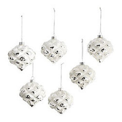 Frosted Ornaments - Bulb - Set of 6 - New - Christmas Ornaments