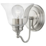 Livex Lighting - Moreland 1 Light Brushed Nickel Vanity Sconce - Bring a refined lighting style to your bath area with this Moreland collection one light vanity sconce. Shown in a brushed nickel finish and clear glass.