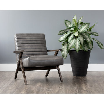 Peyton Leather Lounge Chair, Gray