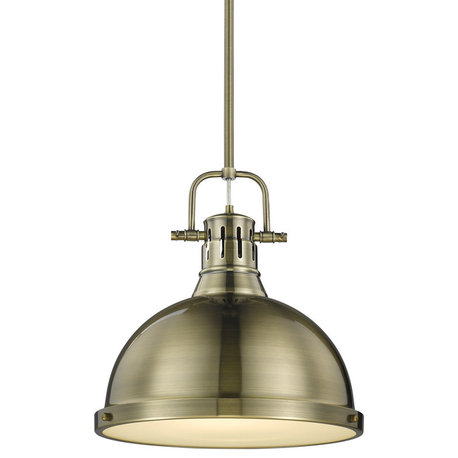Golden Lighting 3604-L-AB Duncan 1 Light 14"W Pendant - Aged Brass / Aged Brass