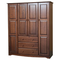 Family 100-pecent Solid Wood Wardrobe (All Shelves Sold Separately), Mocha