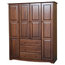 100% Solid Wood Family Wardrobe/Armoire, Mocha (All Shelves Sold Separately)