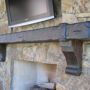 Custom Hand-Hewn Timber Mantel
