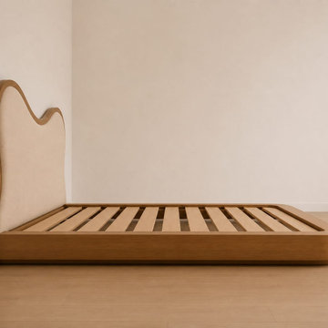 Modern Upholstered Platform Bed Frame | Scandinavian Low Profile Bed