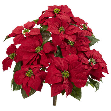 Nearly Natural 24" Poinsettia Artificial Plant (Set of 2)