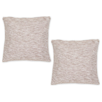 Leather Brown  And Off-White Tonal Recycled Cotton Pillow 18X18 Set/2