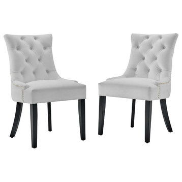 Regent Tufted Performance Velvet Dining Side Chairs, Set of 2, White