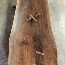 Large claro walnut slab dining table in Nakashima style - Dining Tables