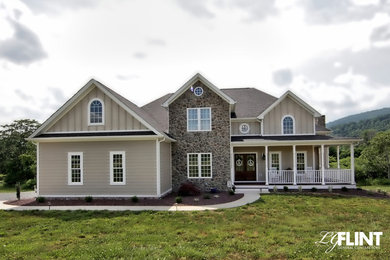 Example of a transitional exterior home design in Other