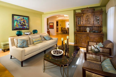 Eclectic living room photo in Denver
