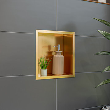 ABNP1212-BG 12" x 12" Brushed Gold PVD Stainless Steel Square Shower Niche