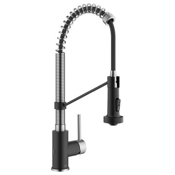 Bolden Commercial Style 2-Function Pull-Down 1-Handle 1-Hole Kitchen Faucet, Spot Free Stainless Steel/ Matte Black (Sensor Touchless)