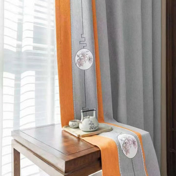 QYFL2302AA 2023 New Arrival Petrel Blue Grey Green Chenille Ready Made Curtains